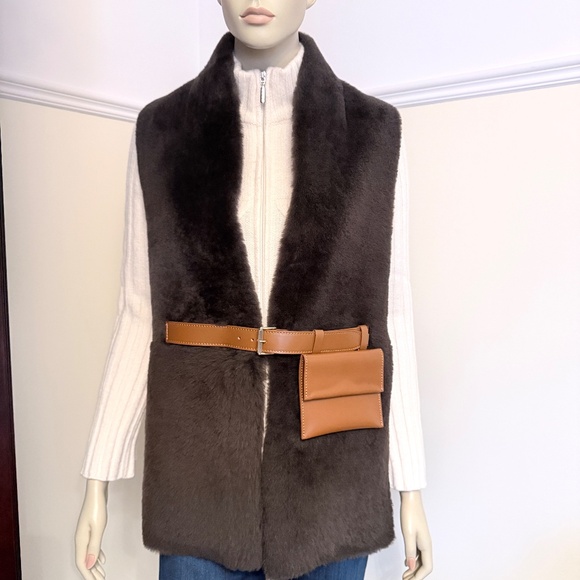 Liviana Conti genuine leather fur scarf vest - Picture 4 of 11